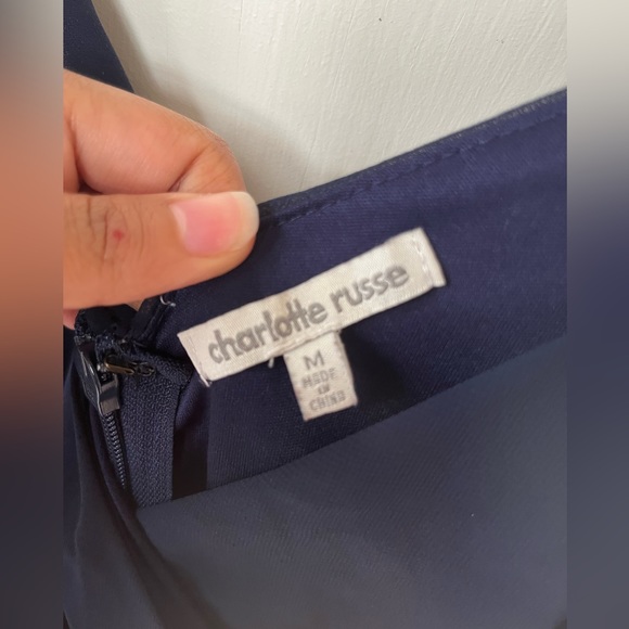 Charlotte Russe Navy Blue Off Shoulder Skater Dress - Picture 2 of 4